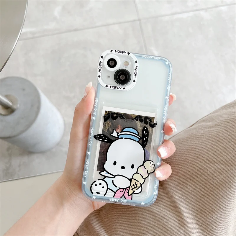 Cute Cartoon Anime Sanrio Pochacco Phone Case For Apple Iphone 15 14 13 11 12 Pro Max X XR XSM 7 8 Plus Soft Angel Eye Back Case