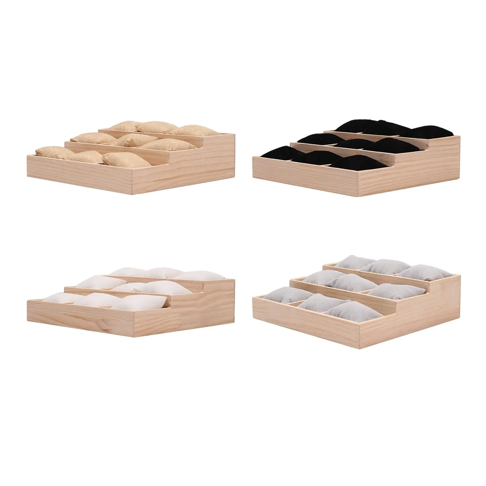 Watch Tray Wooden 9 Grids Watch Pillows Tray for Necklaces Bracelets Drawer Watch Jewelry Box Watch Case Display Holder