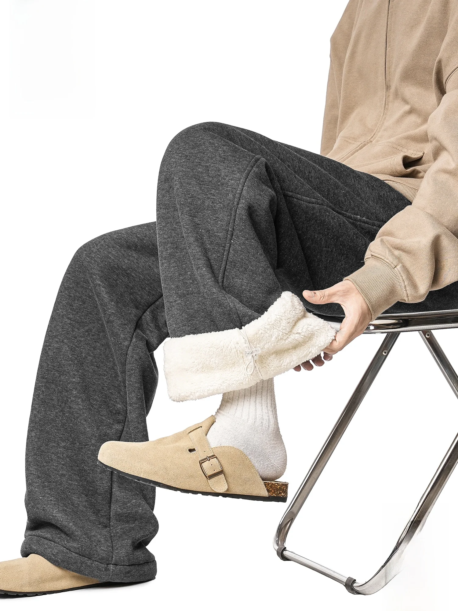 

PaulFrank Thiened Lamb Velvet Men's Casual Pants Spring Loose Straight Leg Warm Trousers Comfortable Casual Faion