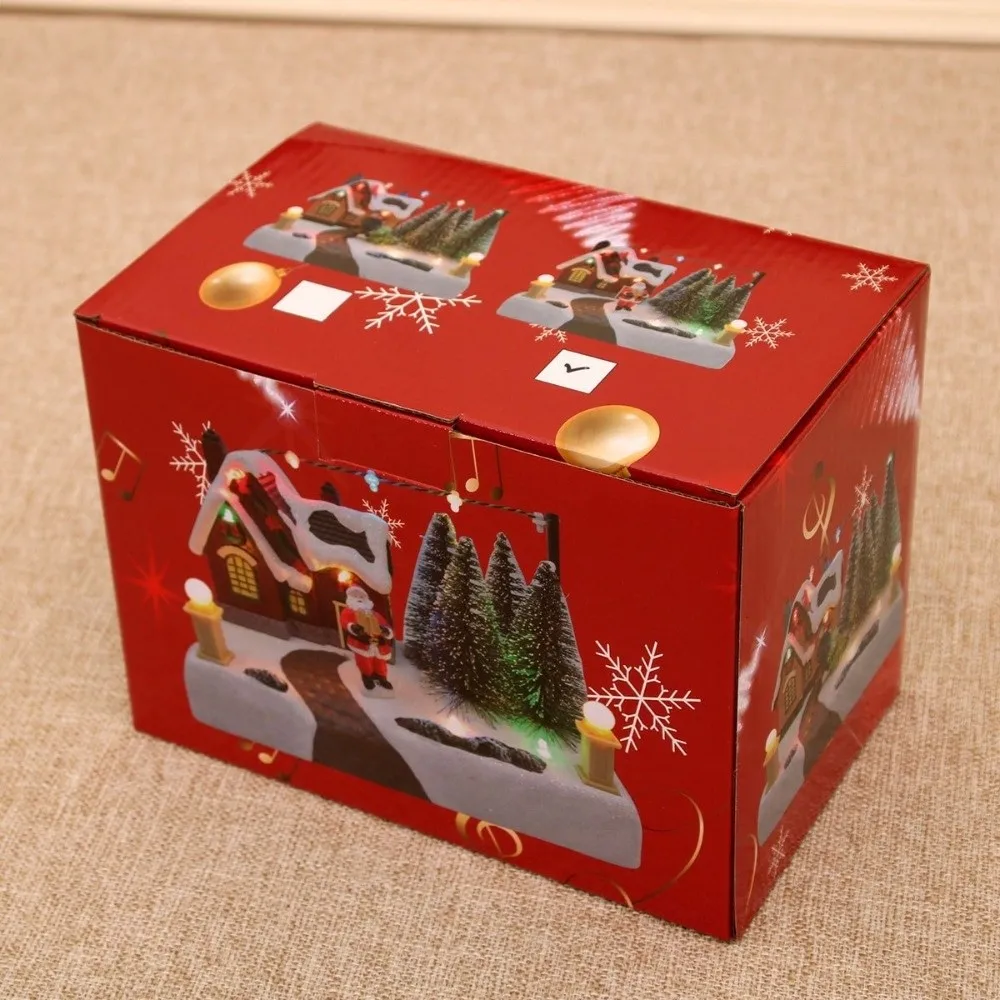 

Новая рождественская светящаяся музыкальная шкатулка из смолы, светодиодная подсветка, деревня, сделай сам, рождественское освещение, музыкальная шкатулка, рождественское украшение, новогодний подарок