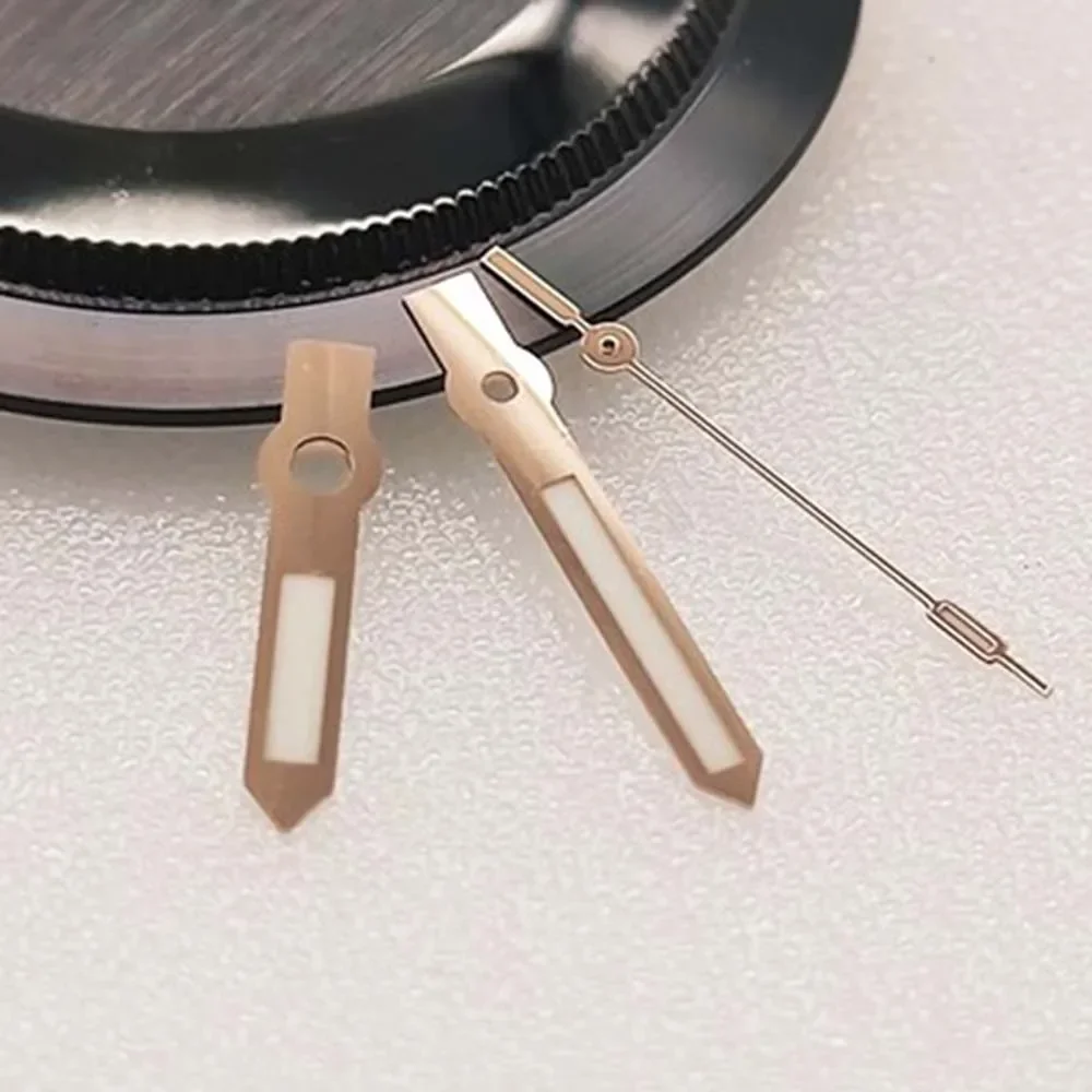 Высококачественные полированные зеленые светящиеся стрелки C3 для часов NH35 NH36, часы из нержавеющей стали цвета розового золота/серебра