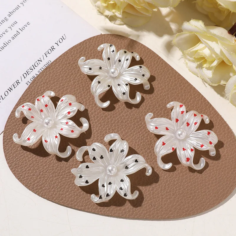 Shoe Charms Pearl Heart Star Polka Dot Iris Flower 1 Piece DIY Resin Clips for Clogs Sandals Summer Beach Lightweight Non Slip