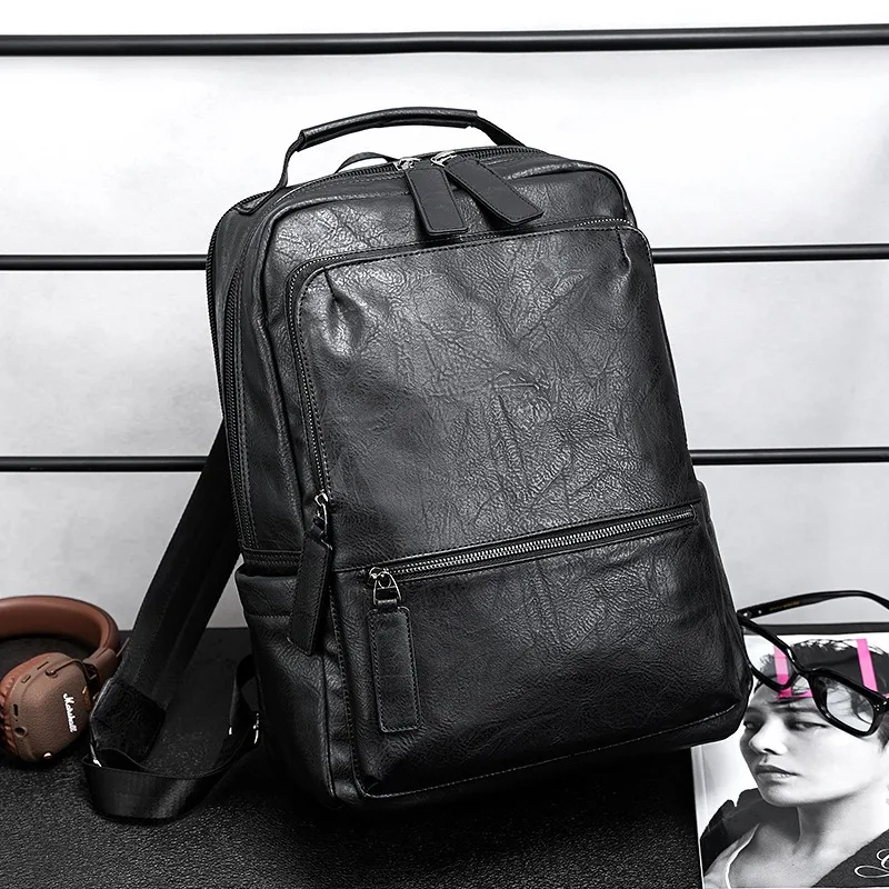 Luxury Fashion Men Backpack 15 Inch Laptop Bag Large Capacity Travel Backpack Casual Double Zipper Student School Bag Rucksacks