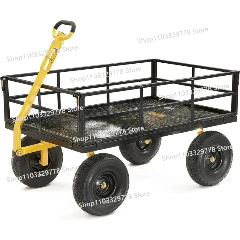

GOR1400-COM Steel Utility Cart, Heavy-Duty Convertible 2-in-1 Handle and Removable Sides,12 cu ft,1400 lb Capacity