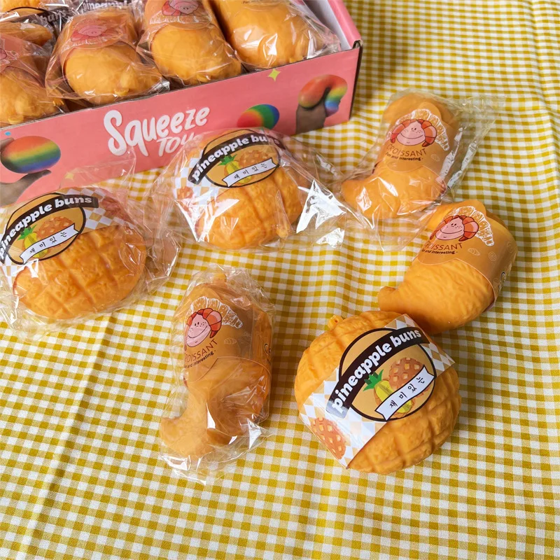 新しいタバスクイーズ模造パイナップルパントーストクロワッサンハンバーガーデザートケーキそわそわ子供のおもちゃ遅いリバウンドスクイーズギフト