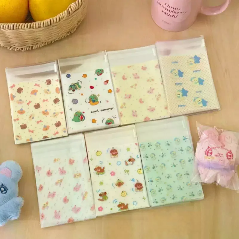 50Pcs Cute Puppy Opp Bag Kawaii Kpop 3-inch Photo Card DIY Packing Decoration Bags Girls Gift Candy Packaging Self-sealing Bag