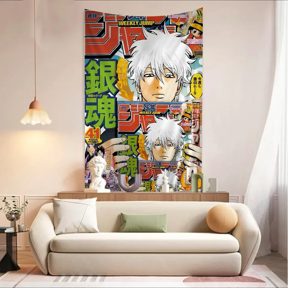 Japanese Anime Gintama Printed Large Wall Tapestry Indian Buddha Wall Decoration Witchcraft Bohemian Hippie Decor Blanket