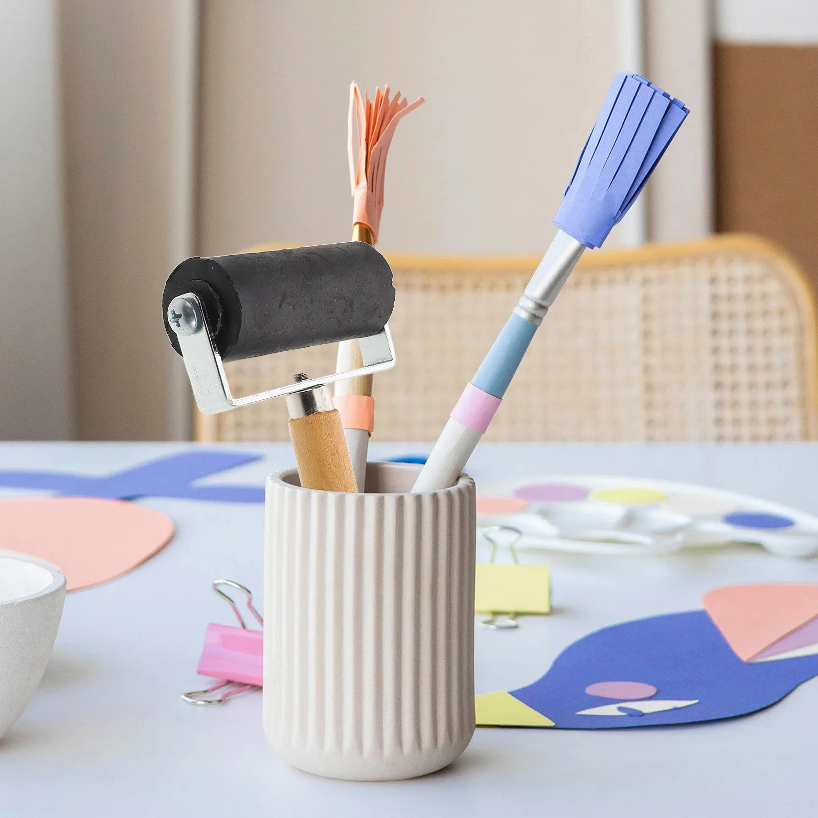 

Roller Wood Handle Ink Glue Applicator For Printing Stamping Block Carving Smooth Clean Stamping Tools Printing