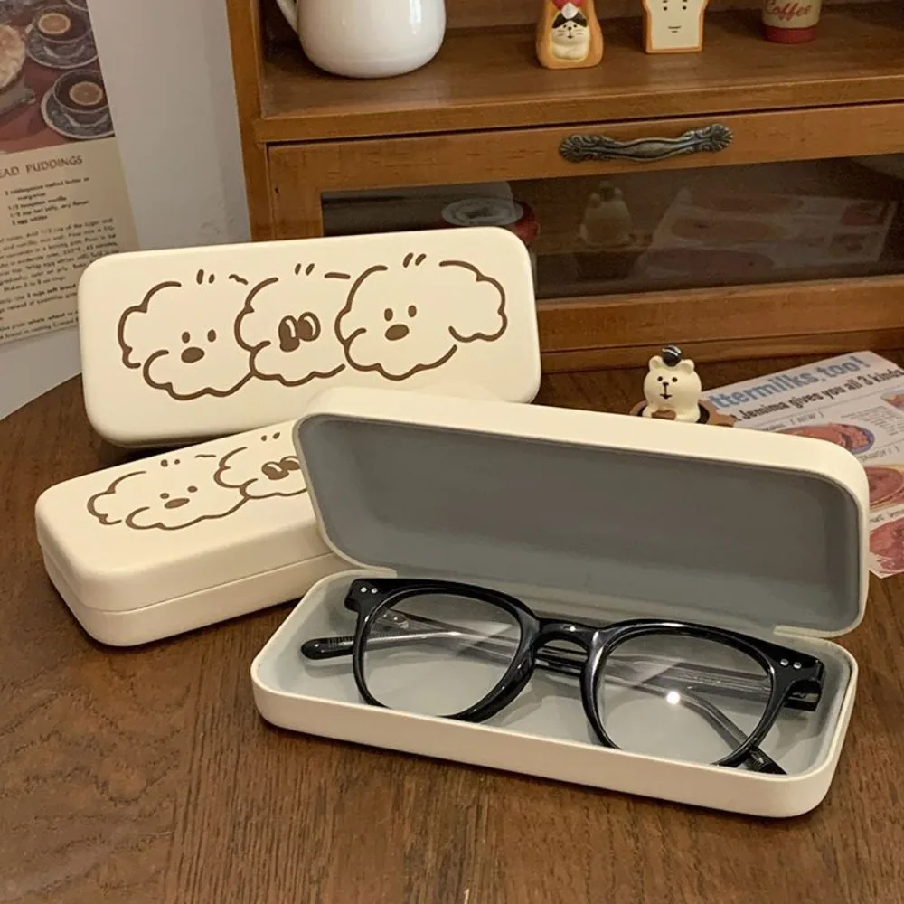 Anti Pressure Glasses Case Shortsighted Glasses Box Puppy Print Eyewear Case Cream Color Sunglasses Box