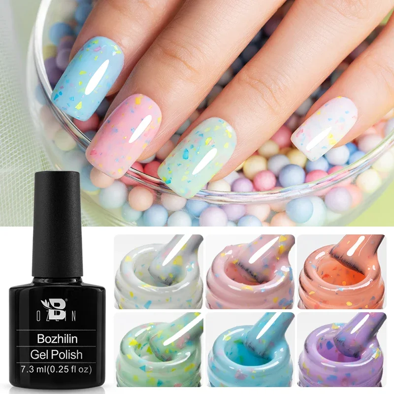 7.5ML GOLD Glitter ฐานยางเจลเล็บ Milky White UV เจลก่อสร้างกึ่งถาวรเคลือบเงา Soak Off UV LED เล็บ Art