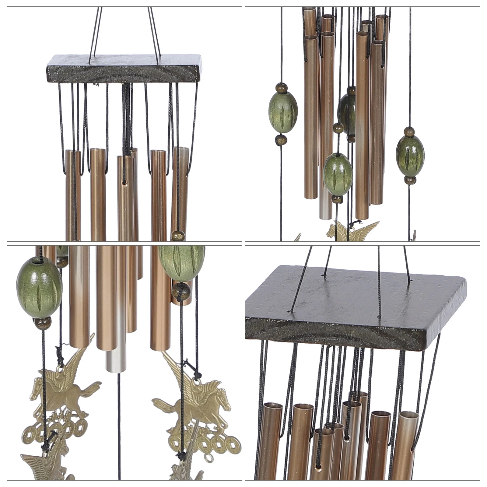 

8 Tube Metal Wind Chime Decor For Garden Outdoor Indoor Horse Design Wind Bell Ornament, Memorial Hanging Decoration