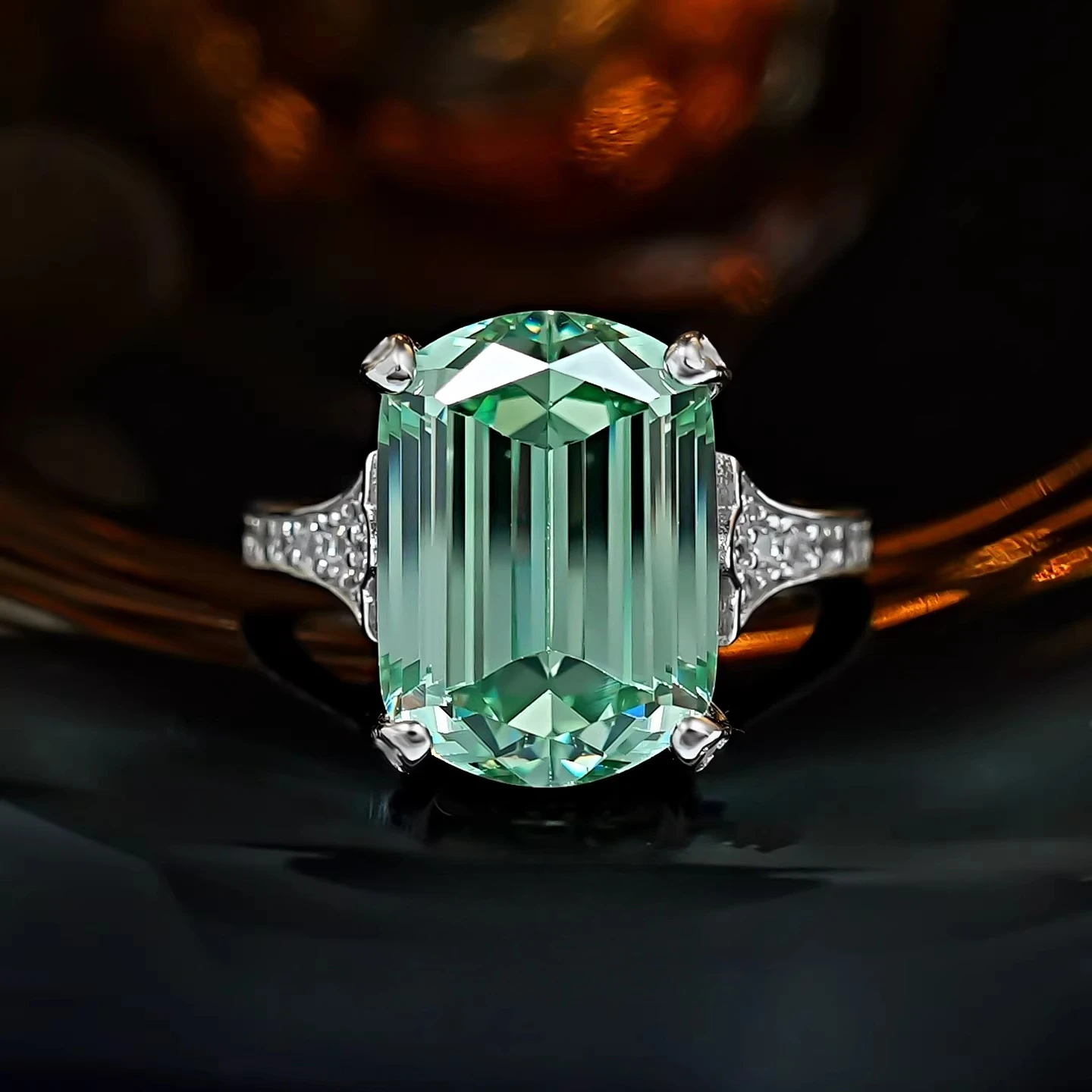 

S925 silver ring 10 ct mint green tourmaline zircon light luxury engagement gift women's jewelry