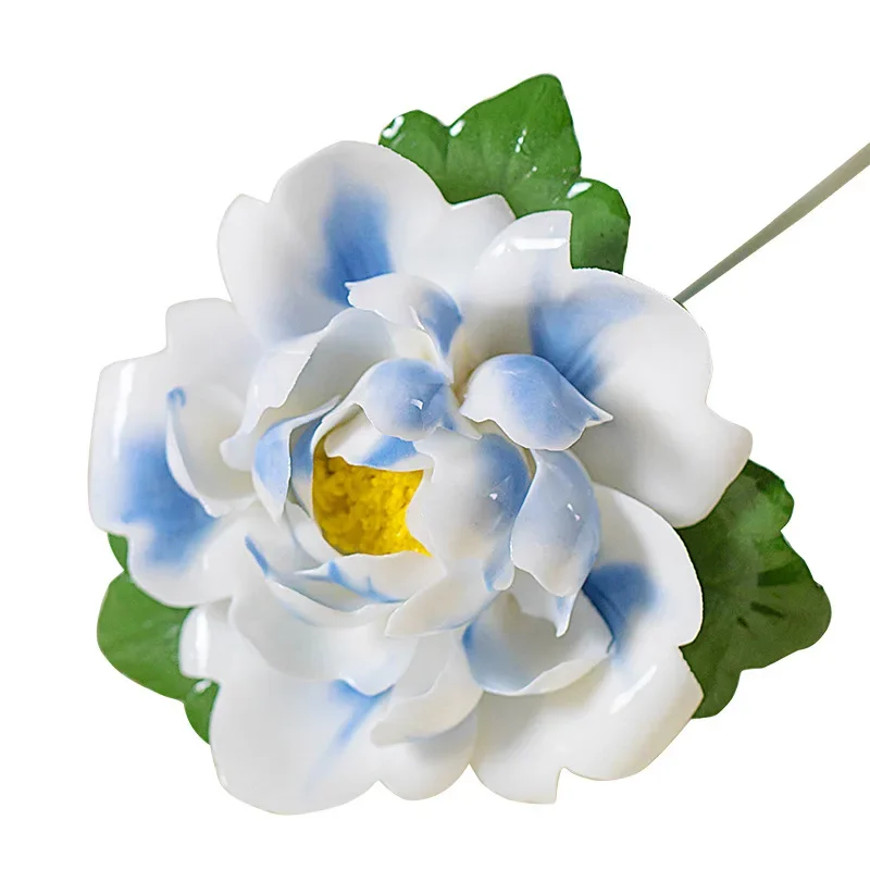 Ceramic hand-pinched peony lotus zen, home jewelry art ornaments, simulated flower arrangement indoor hotel gift decoration