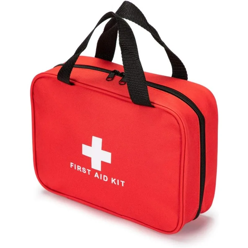 

Красная сумка первой помощи, пустая дорожная спасательная сумка, медицина для хранения персоналов первой помощи, автомобильная сумка для экстренной помощи (красная с сетчатой сумкой на молнии)