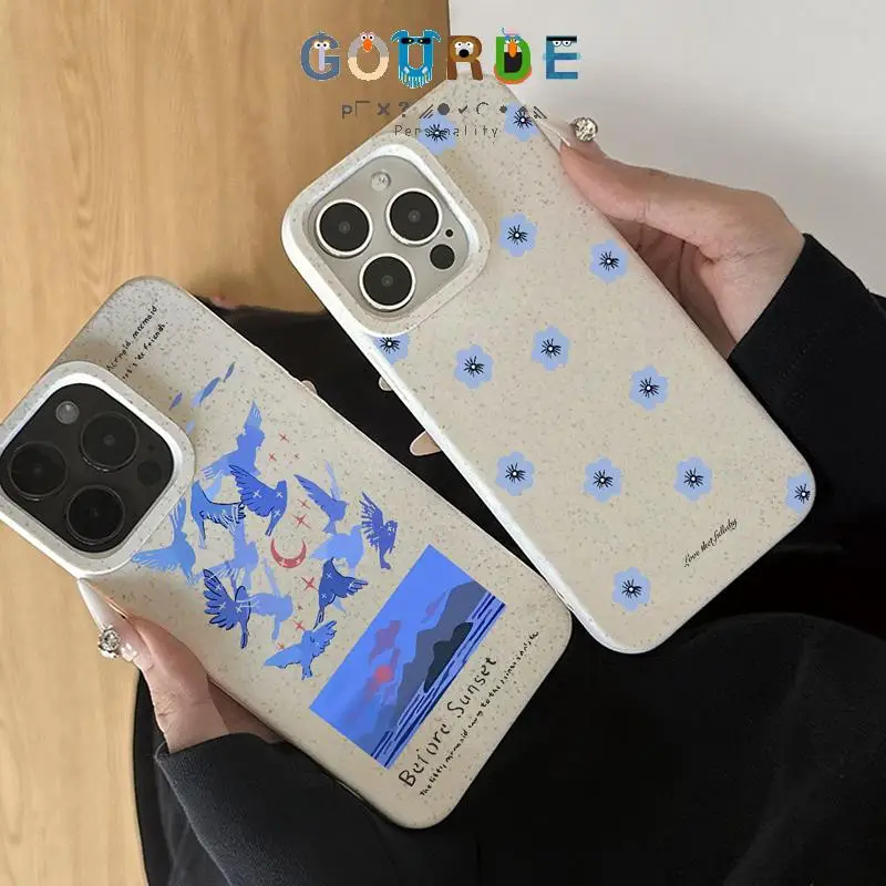 

Gourde Sunset Flying Birds Flowers Patterns Phone Case for Iphone 16 15 14 12 13 11 Pro Max Ip 7 8 Plus Iphon X Xs Xr Xs Max