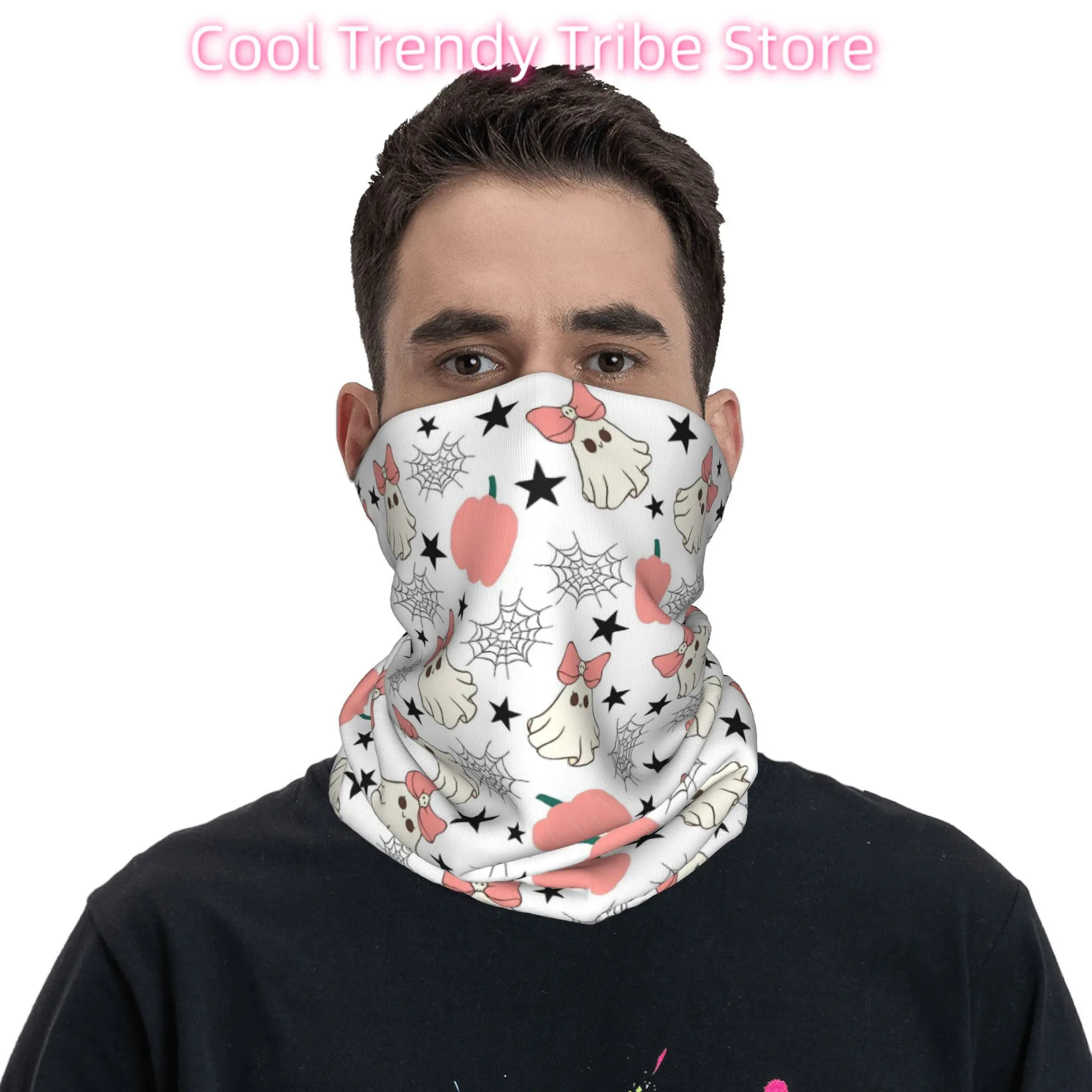Halloween Ghosts Pumpkin Spiderwebs Bandana Neck Cover Mask Scarf Multi-use Headwear Outdoor Sports for Men Women Adult Washable