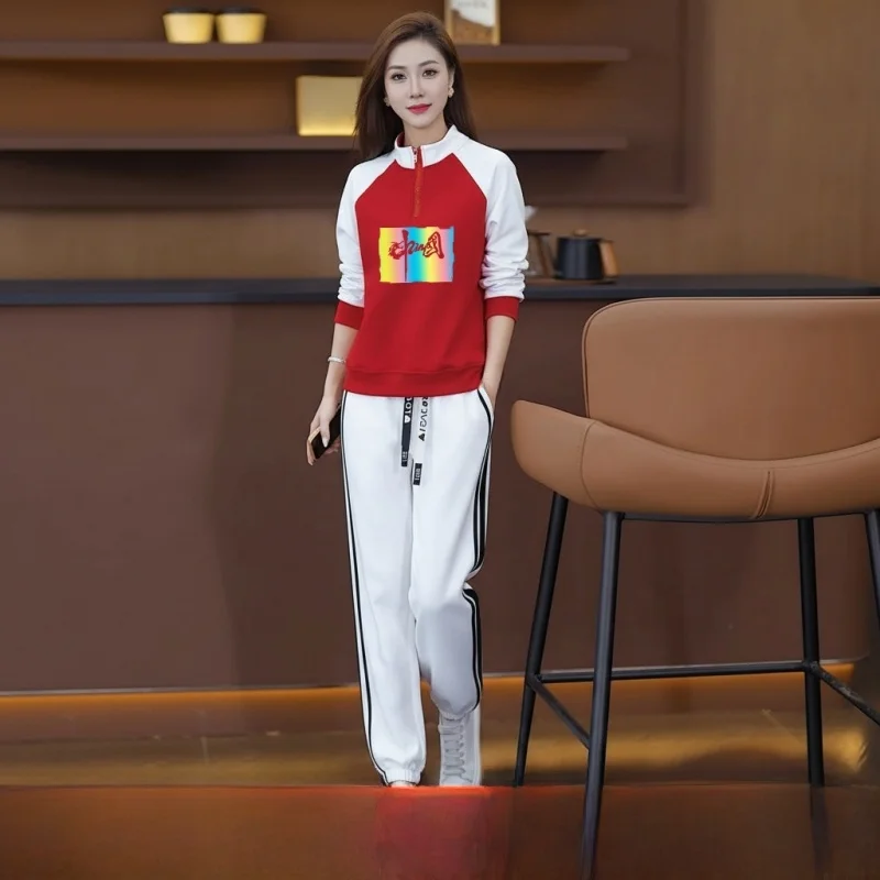 

Модный спортивный костюм для женщин: комплект с длинным рукавом на молнии, повседневный, для фитнеса и танцев, из смесового хлопка