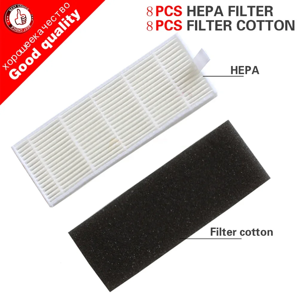 8pcs HEPA Filters Element+8pcs Filter Cotton for Ecovas DN621 DN621+ DN620 for ILife A6 A4 A4S New