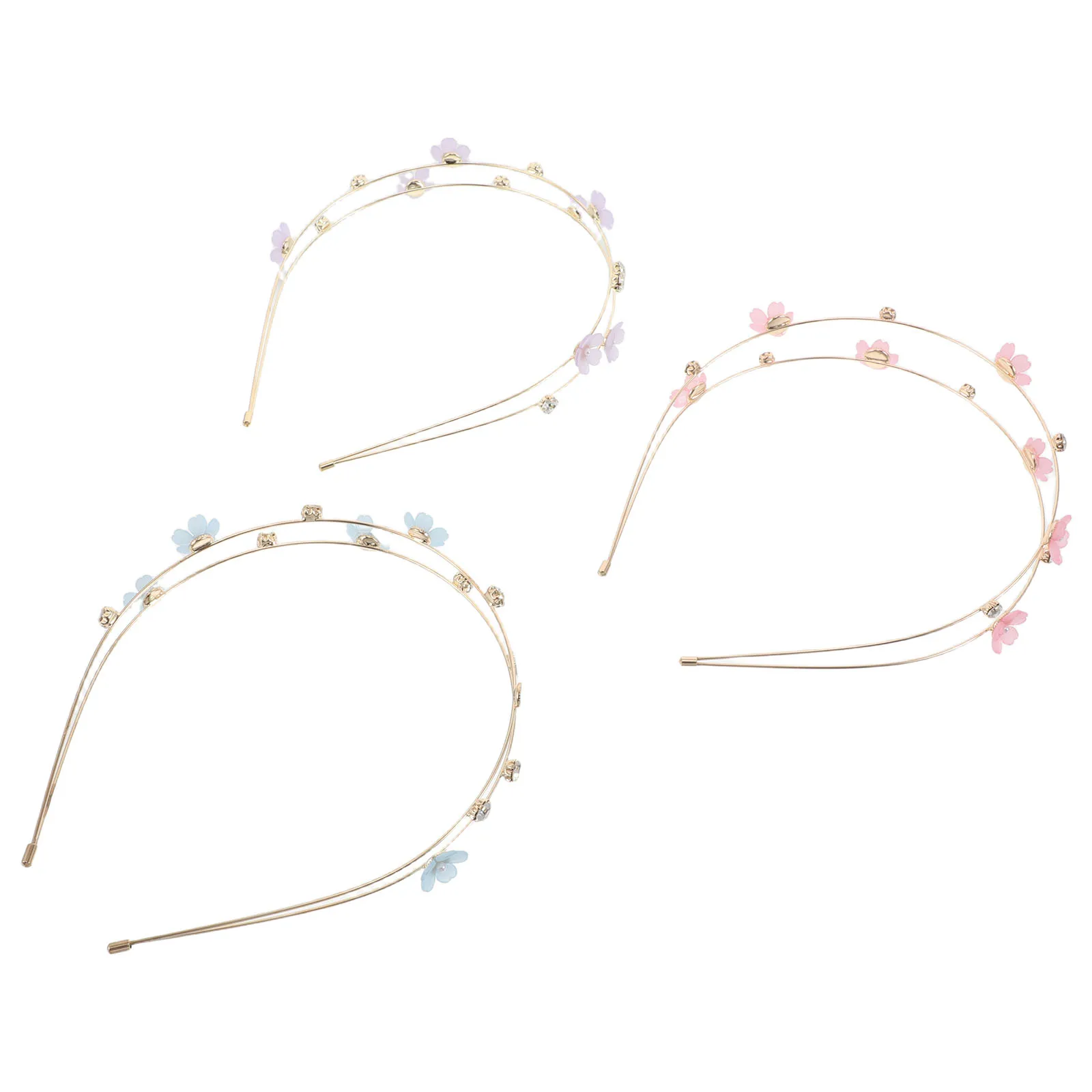 

3 Pcs Rhinestone Headband Embellished Headbands for Women Crystal Fancy Hairband Metal Flower Decorative
