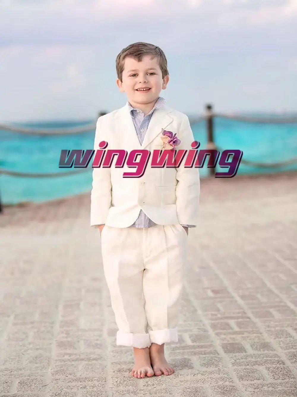 Summer Boys Suit Linen Jacket Pants Set of 2 Wedding Beach Party Tuxedo Fashion Kids Blazer 2-16 Years Old