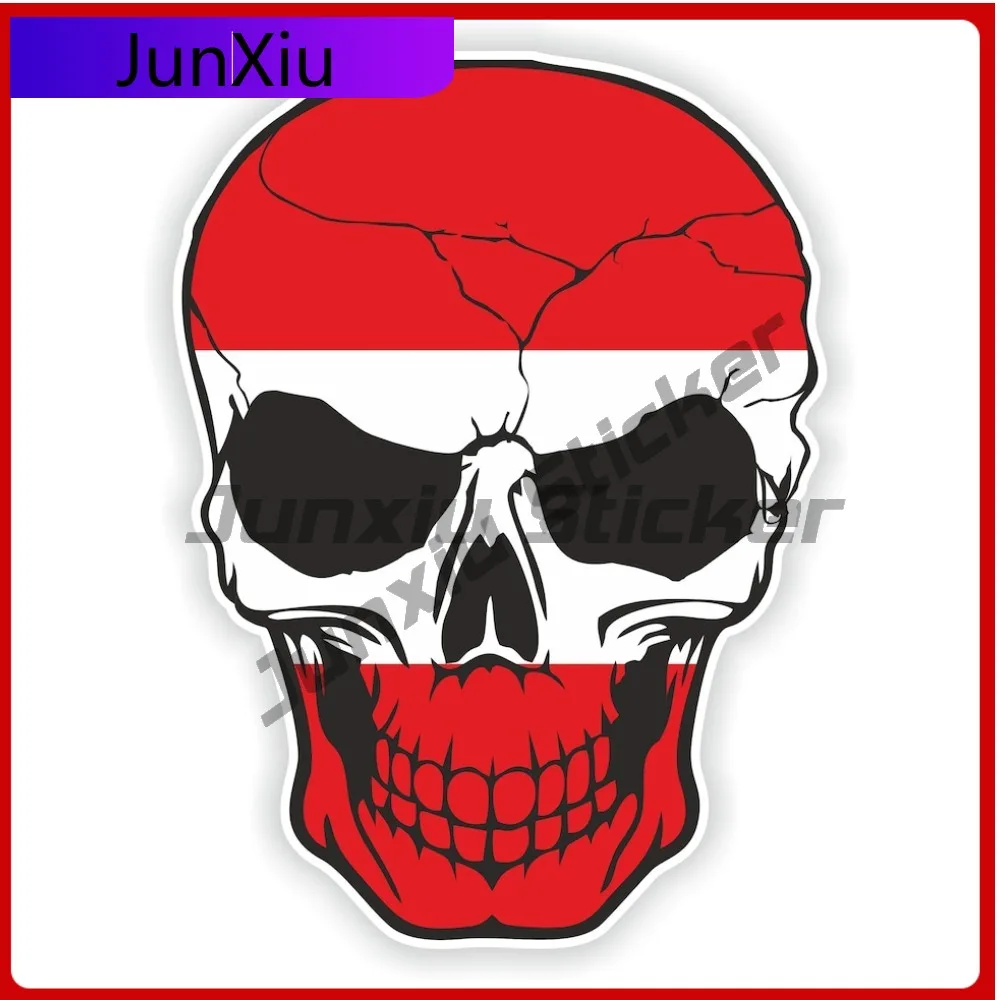 

Austria Skull Sticker With Flag Anti Scratch Decals Decorative Decal Vintage Stickers Motorcycle Auto Camping Sticker Custom