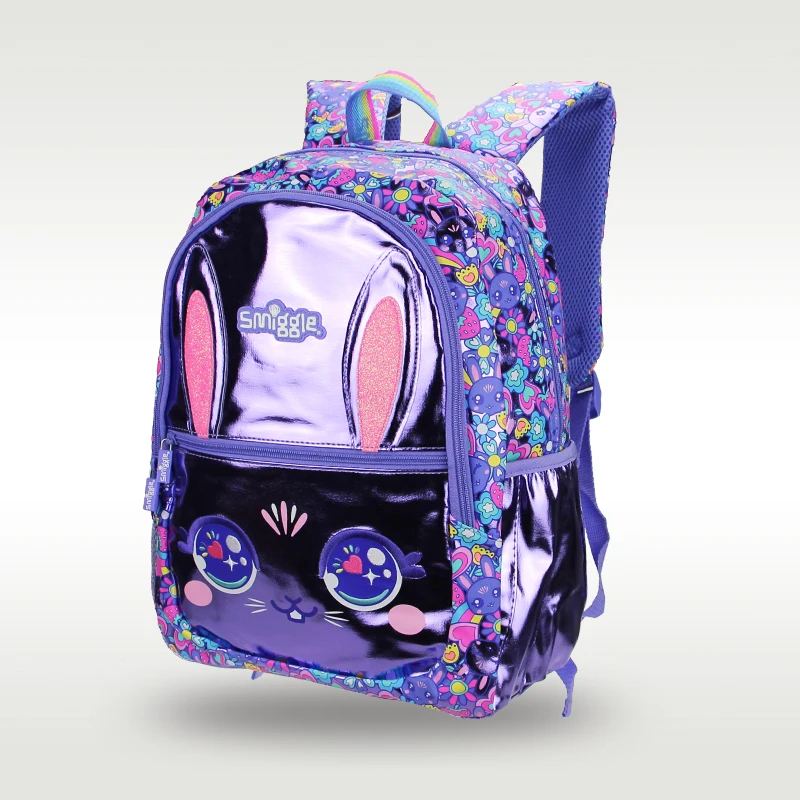 Australia Smiggle original hot-selling children\'s schoolbag bright girls high-quality purple rabbit schoolbag 16 inches