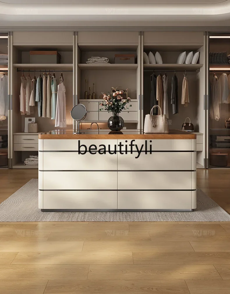 

Italian minimalist cloakroom Nakajima solid wood eight-bucket cabinet Premium storage storage drawer cabinetQ