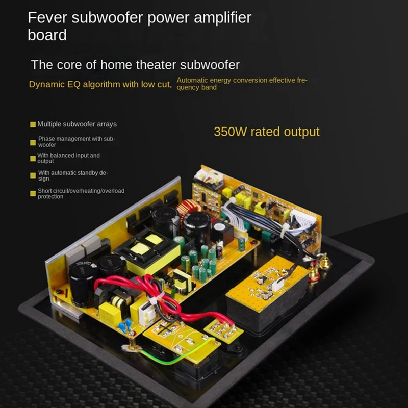 220V HIFI Mono 350W Heavy Duty Subwoofer Digital Active Amplifier Board Pure Bass Home Audio System EU-Plug Durable