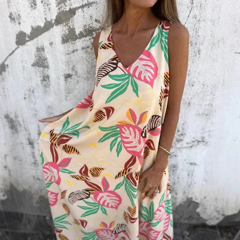 

Spring 2025 Elegant Fashion Women's Sleeveless Floral Print Dress Elegant Atmosphere Cross-Border New Arrival Dress
