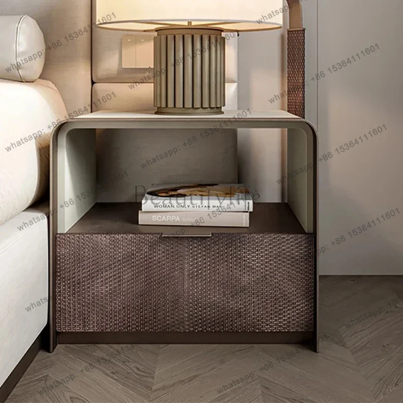 FG Luxury Bedroom Bedside Table Mobile Coffee Cabinets Luxury Storage Organizer Nightstand Modern Mesa De Noche Hotel Furniture