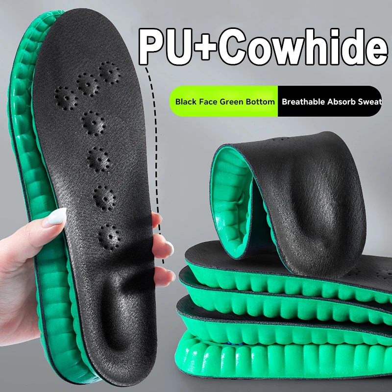

Sport Air Cushion Shock Absorption Insoles Cowhide PU Breathable Arch Support Orthopedic Shoes Pad Men Women Feet Care Insoles