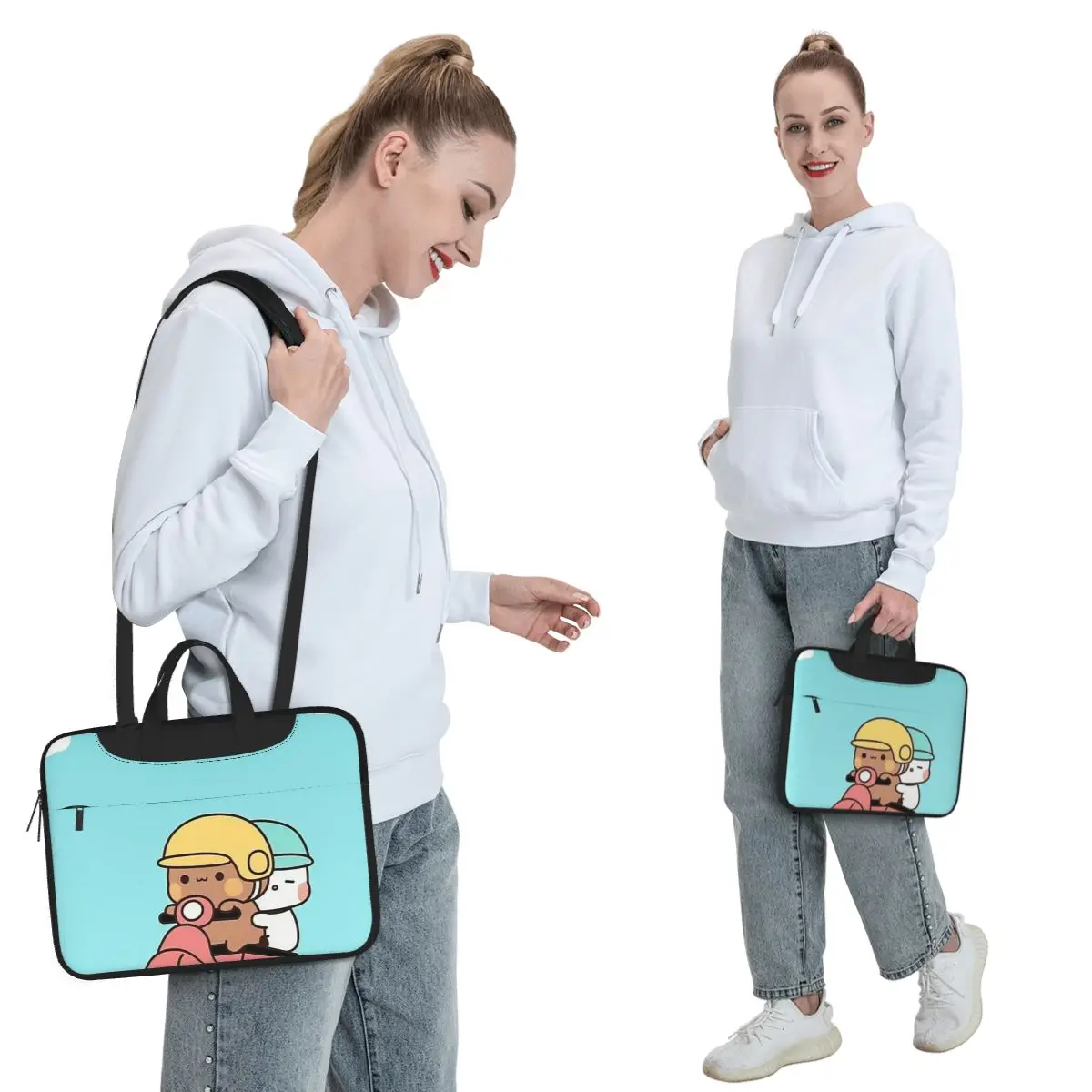 Peach And Goma Bubu Dudu Balloon Crossbody Laptop Bag Case  Resistant Protective Notebook Pouch for Macbook Pro Lenovo