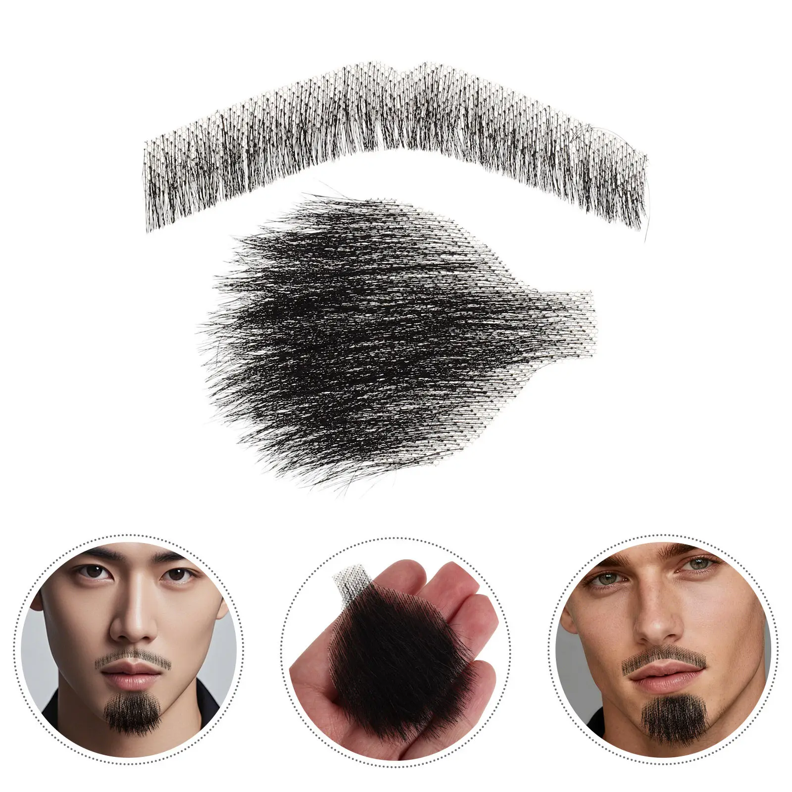 

Набор искусственной бороды из реалистичных человеческих волос для лица, легко наносится, удобно сидит, для Хэллоуина, косплея, театра, кино, мужской