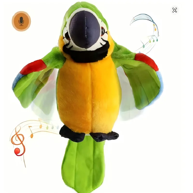 Talking Parrot Plush Toy, Repeat What You Say, Interactive Stuffed Animal for Kids, Educational Electronic Pet with Sound, Chris
