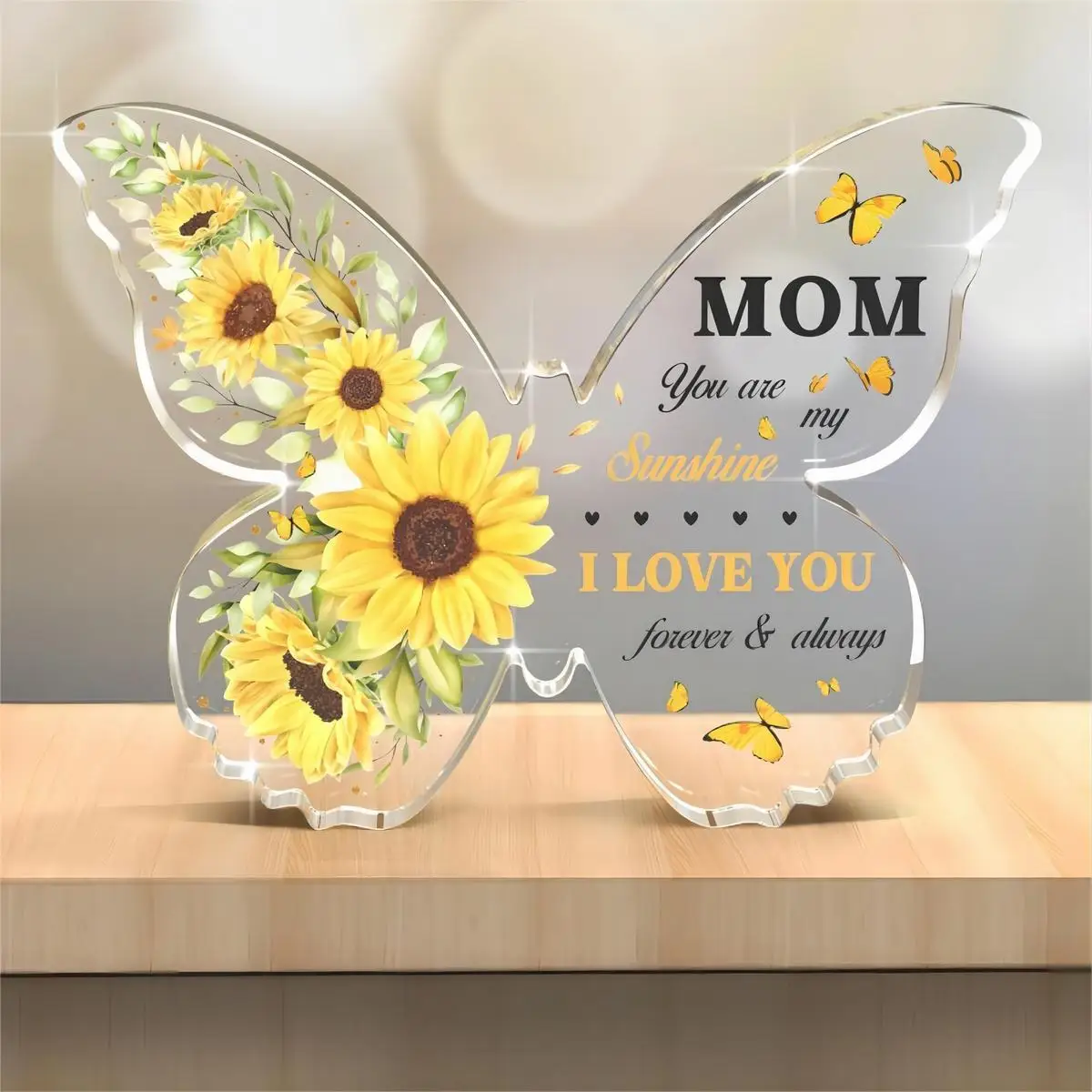 Beautiful butterfly shaped sunflower acrylic decorative panel is an ideal gift for Mother's Day birthdays