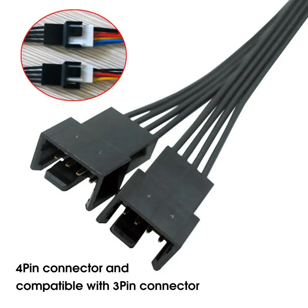 PWM 1 to 2 4 Pin Fan Sleeved Extension Splitter Hub Cables, 13.5cm PWM Fan Power Spliter Fan Extension Adapter Cable