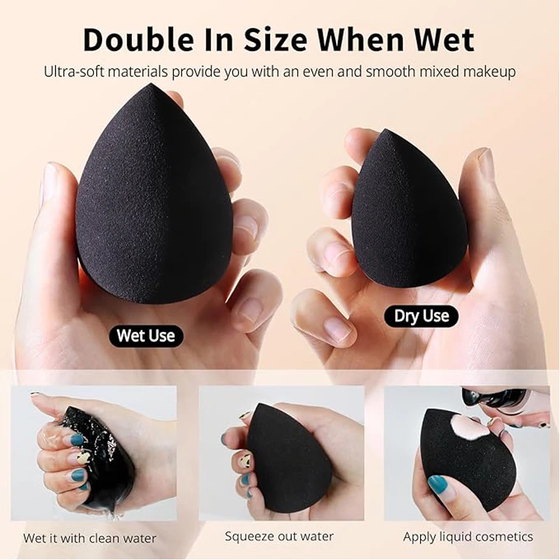 5/10/15/20/30Pcs Fashion Waterdrop Black Makeup Tools Cosmetic Puff Blending Sponges Foundation Powder Puff Makeup Sponge