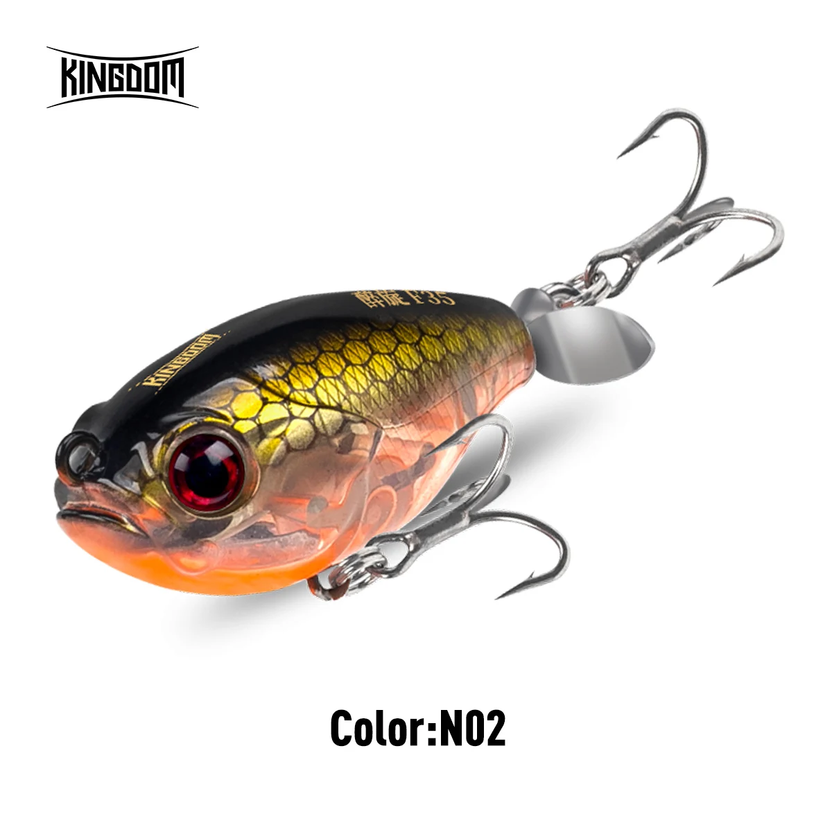 Kingdom Propeller Topwater Popper Angelköder 35 mm 5,4 g Wobbler künstliche harte Köder für Forelle Hecht Bass schwimmender Bleistift