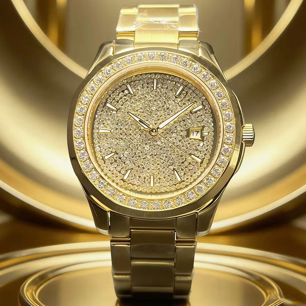 Diamond wristwatch - Men's classic style luxury 8215 movement automatic mechanical watch - Day/Night/Party use wristwatch