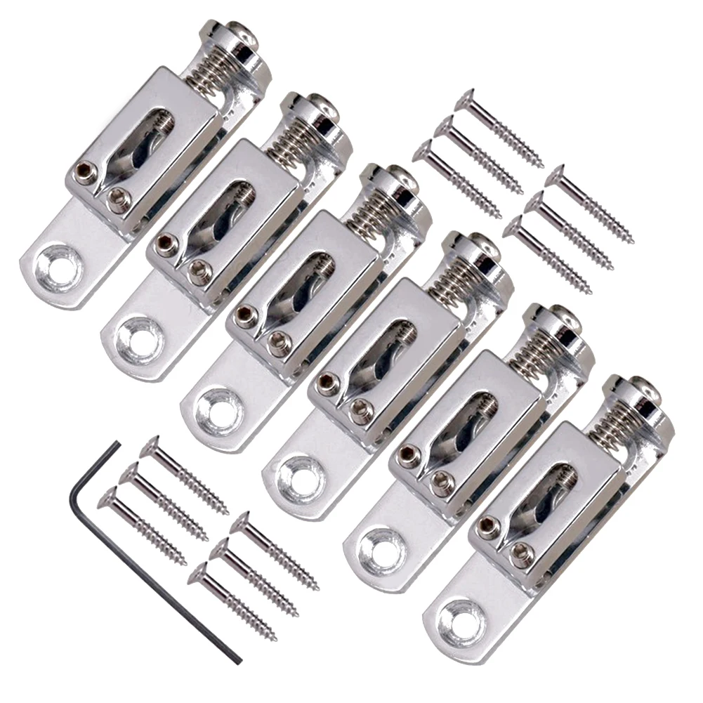 6pcs/Set Individual Guitar Bridge Saddles With Wrench Split Style Single Guitar Bridge For Electric Guitar Instruments Accessory