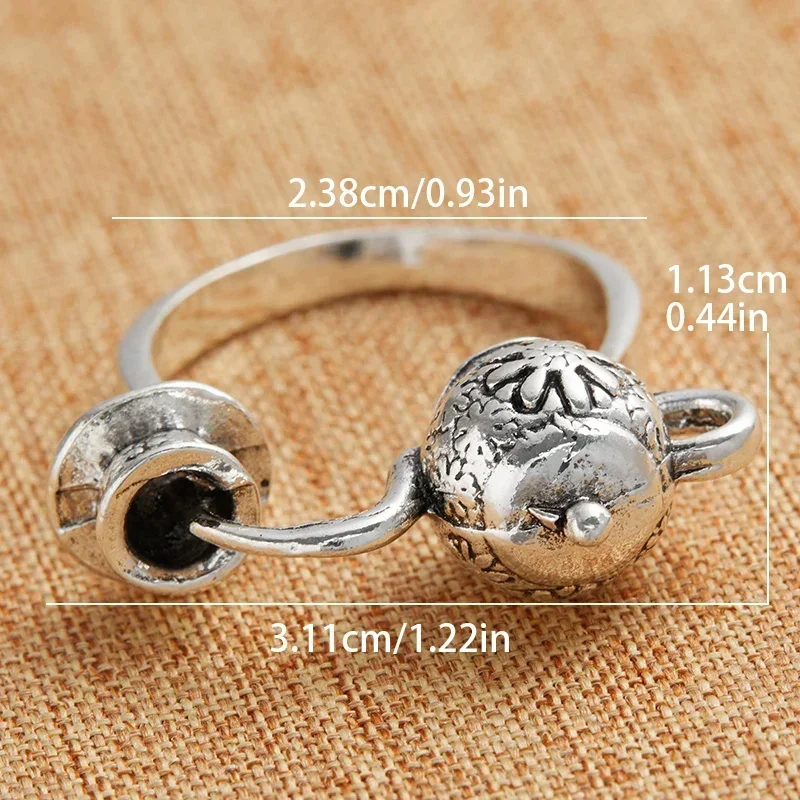 Personalised Creative Teapot Men\'s & Women\'s Tea Cup Ring Fashion Novelty Teapot Pouring Ring Holiday Party Jewelry Accessories