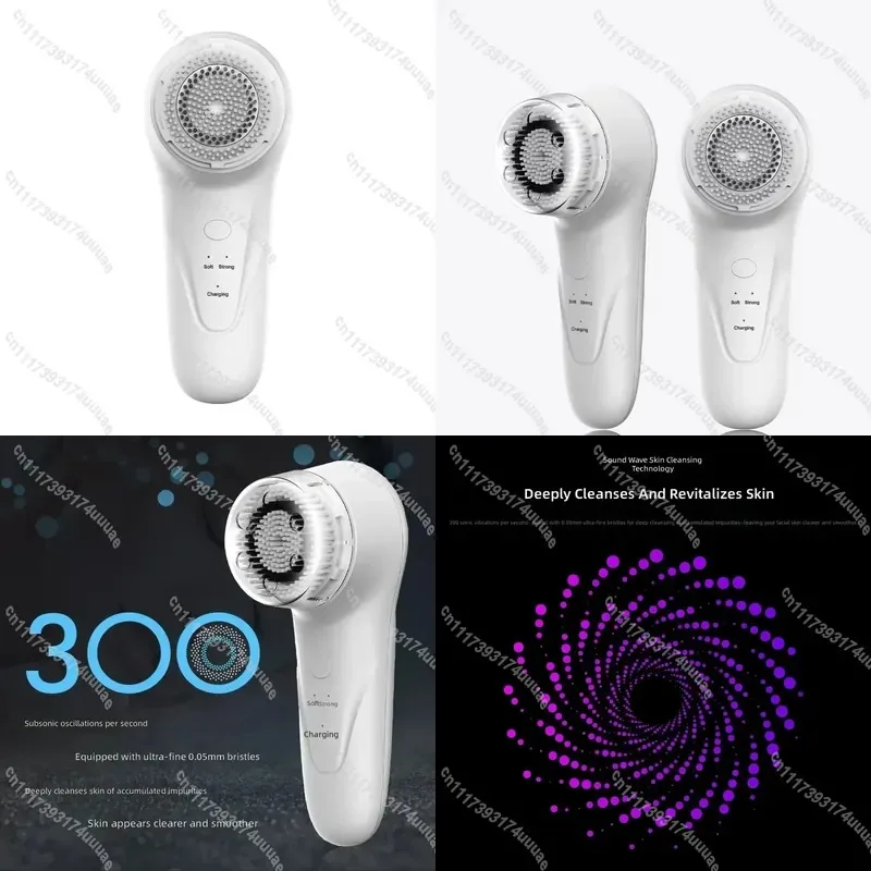 Sonic Facial Cleanser Vibrating Pore Cleaning Brush Waterproof Silicone Face Wash Device Wireless Charging Deep Clean Skin
