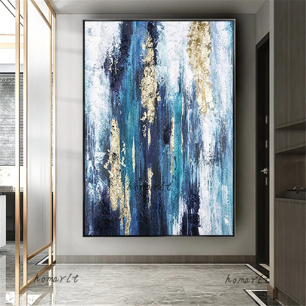 

Handmade Vertical Waterfall Oil Paintings Abstract Blue Sky Wall Decor Pictures Canvas Wall Art Decor Paintings For Living Room