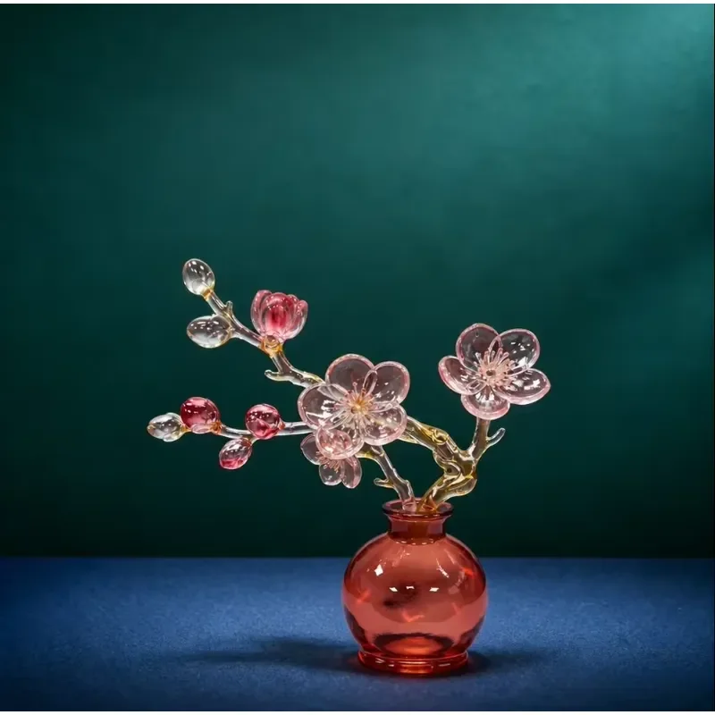 Custom Plum Blossom Vase Sculpture Art Crystal Resin Statue for Home Garden Decor Personalized Size Design Modern Ornament