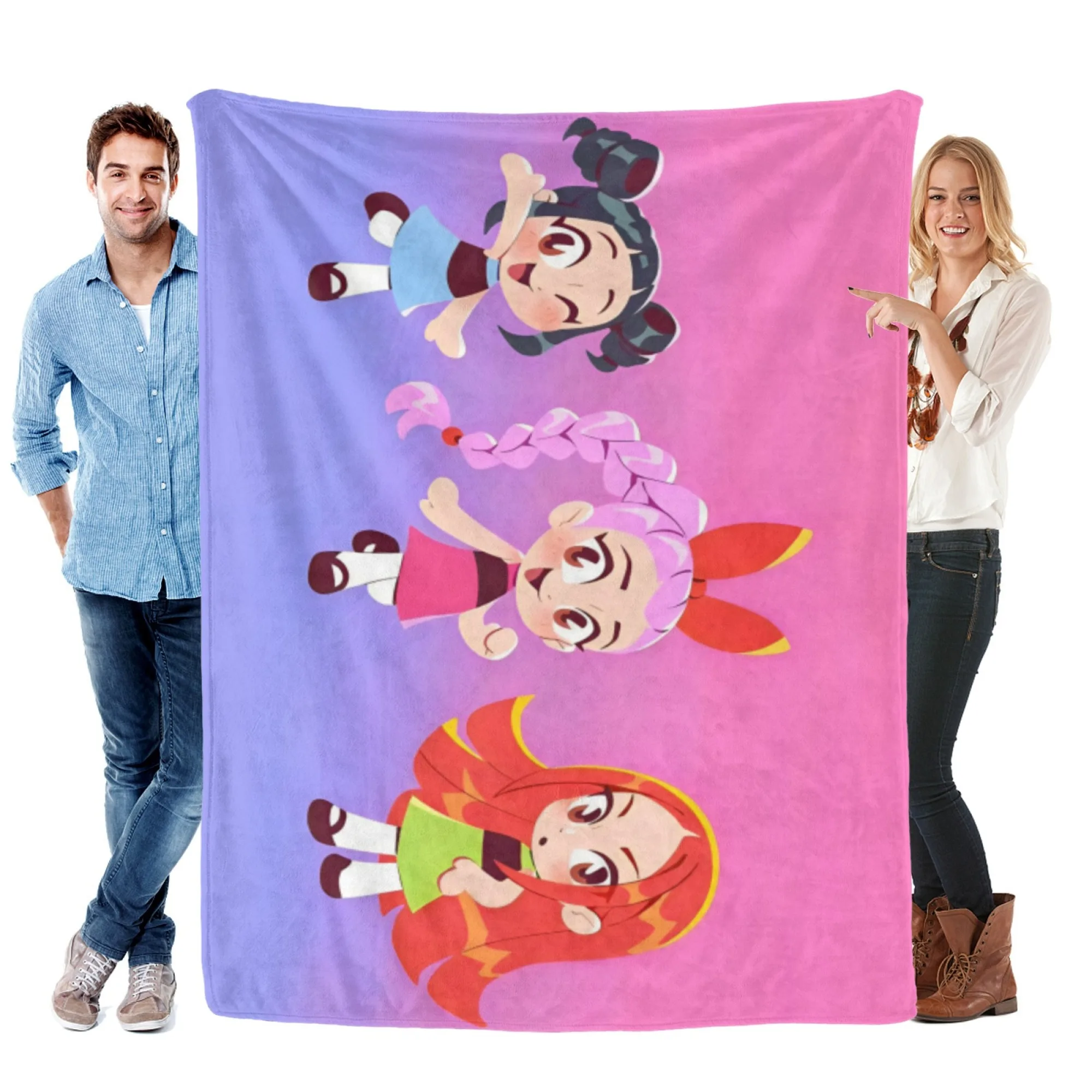 

French Fluffy Blanket Kpop Girl Group Q Version Four Seasons Available Bedroom Sofa Suitable Soft and Comfortable