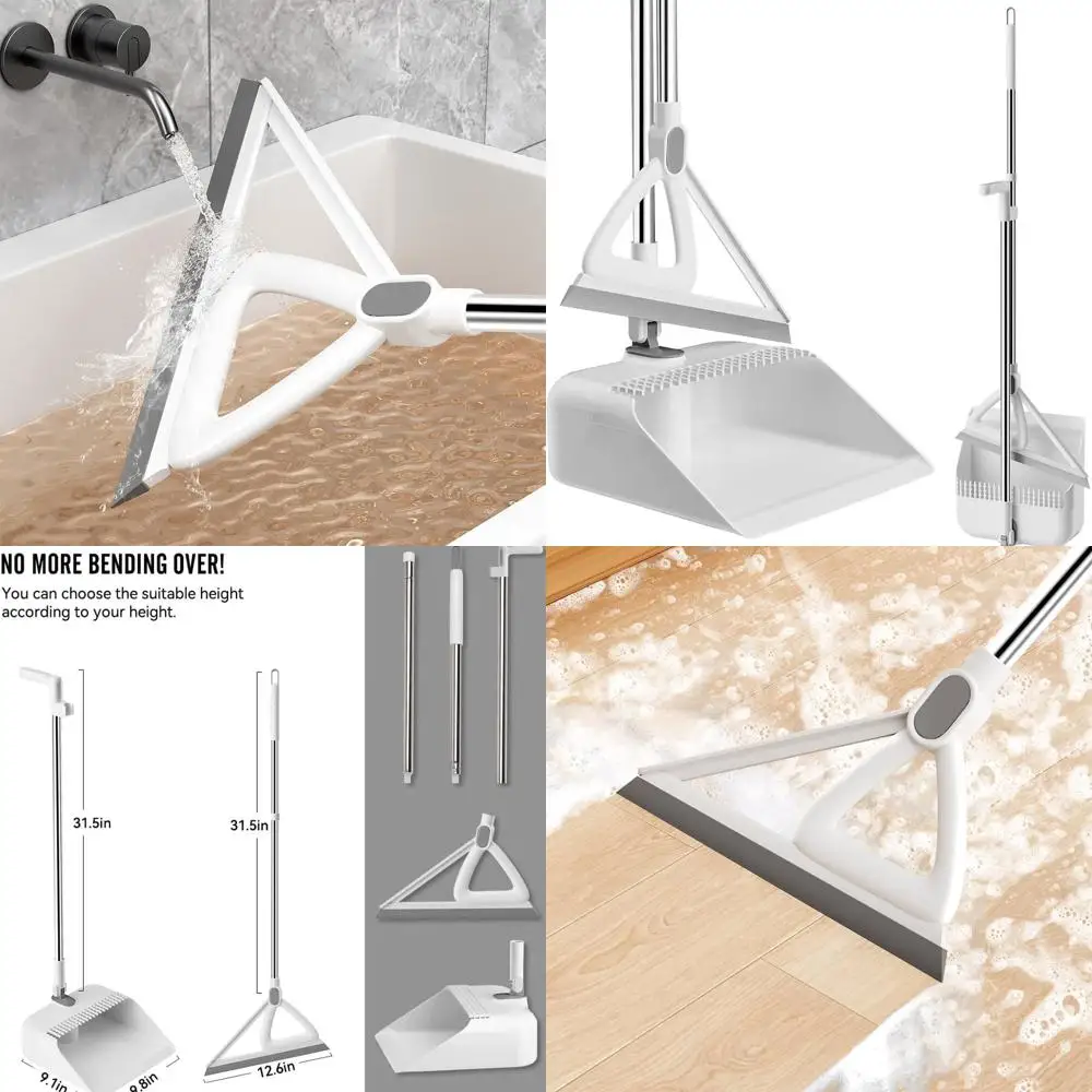 

Long-Reach Aluminum Broom and Dustpan Set, Adjustable Air Broom for Home Cleaning (M1)