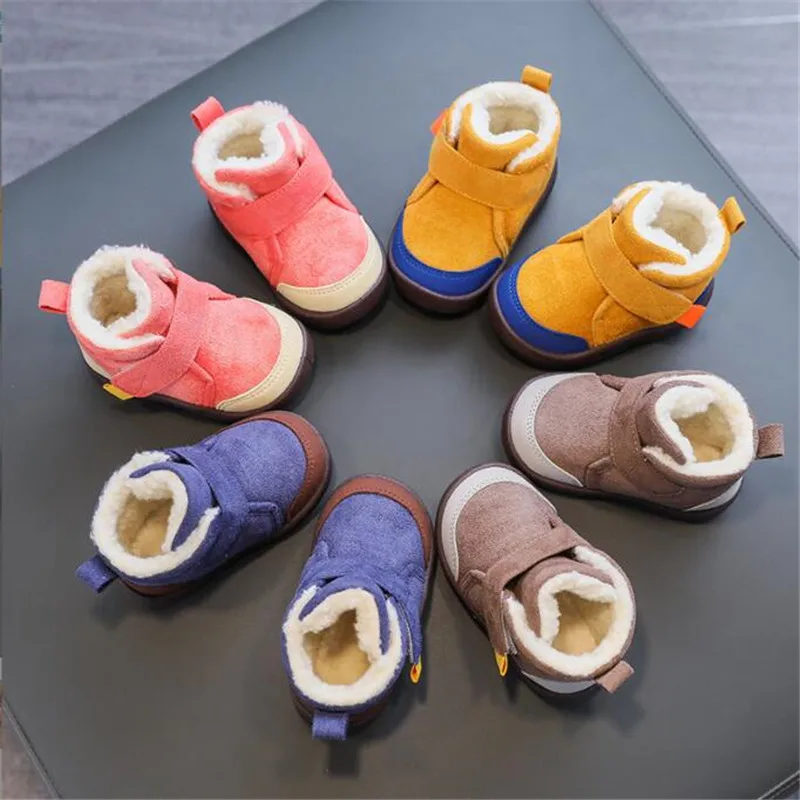 2022 Winter Baby Girls Boys Boots Infant Toddler Snow Boots Warm Plush Outdoor Boots Soft Bottom Non-slip Kids Cotton Shoes