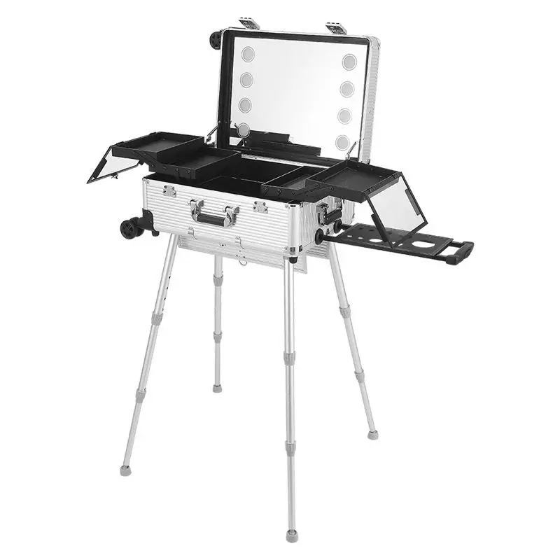 

Cosmetic case, special for makeup artist, large capacity with light and bracket, hair cutting, manicure and beauty tools storage