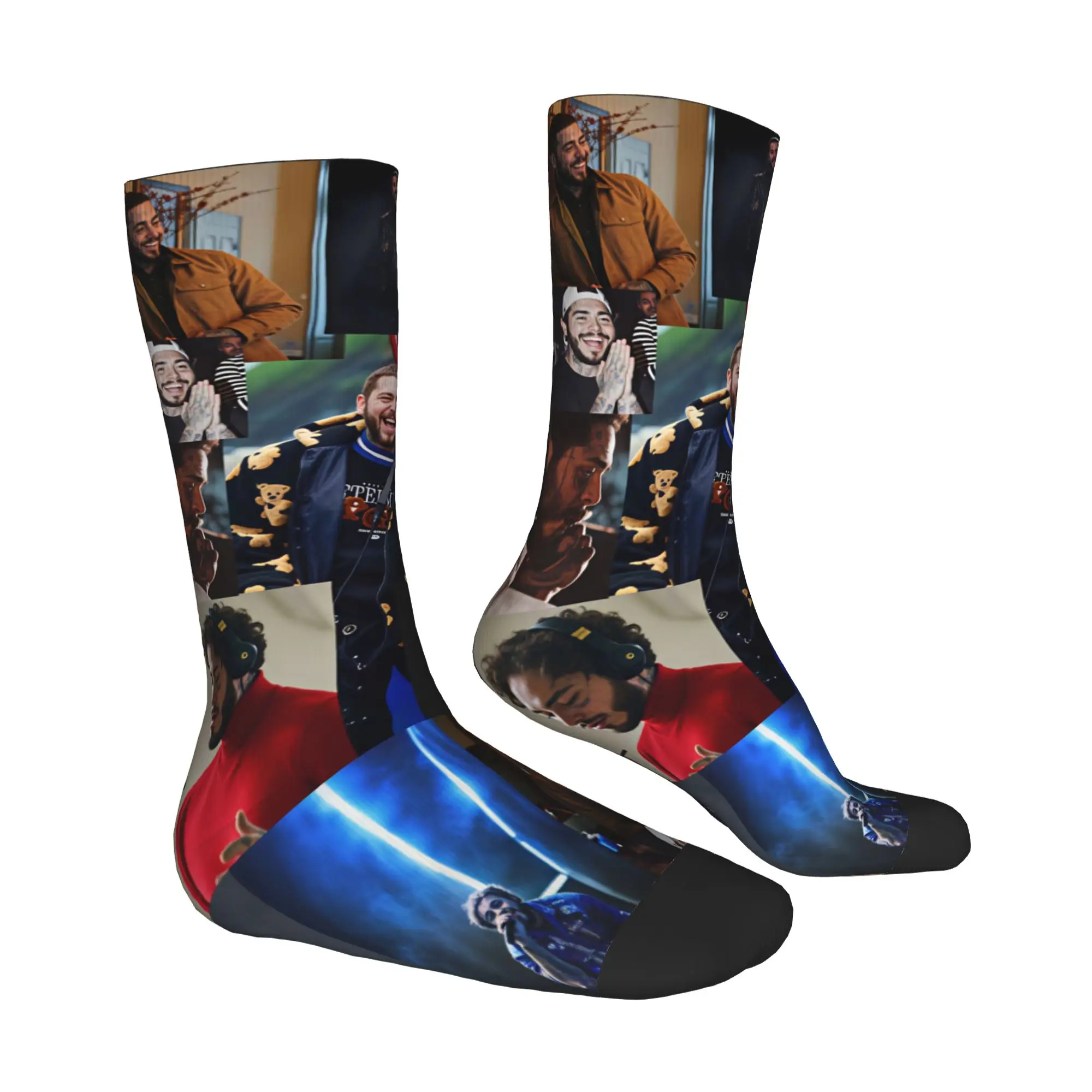 P-Posts Popular Rapper M-Malones Mens Crew Socks Unisex Cute  Spring Summer Autumn Winter Dress Socks