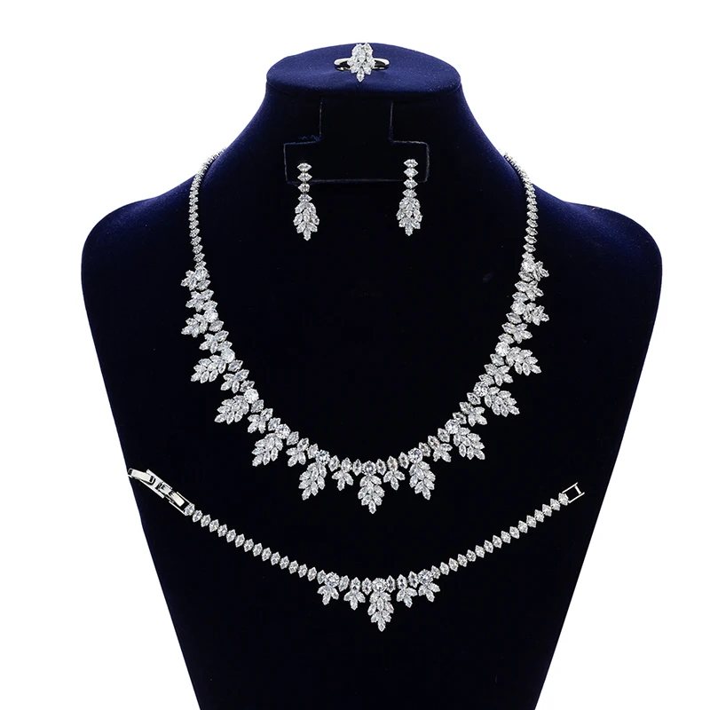 

Jewelry Sets HADIYANA Necklace Bracelet Ring Earrings Zircon Jewelry Sets for Women Bridal Wedding Jewelry BN7828 Birthday Gift